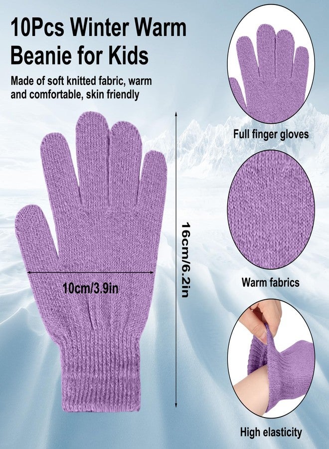 جاجيلي طقم قبعة وقفازات للأطفال من جاغيلي، قبعة وقفازات شتوية دافئة مناسبة للجنسين، قبعة محبوكة مزينة بكرة صوفية، تغطي الأصابع بالكامل، مناسبة للتزلج للأولاد والبنات (ملونة، 20 قطعة) - Image 3