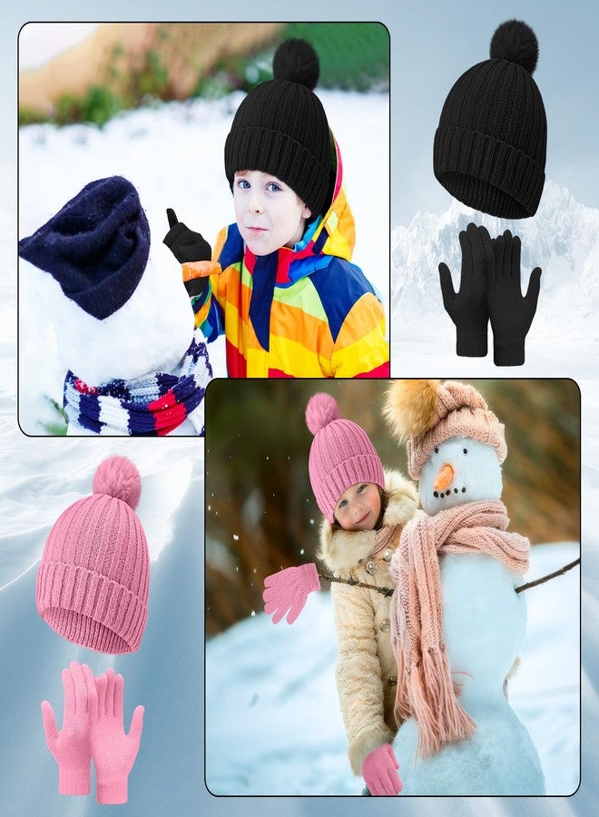 جاجيلي طقم قبعة وقفازات للأطفال من جاغيلي، قبعة وقفازات شتوية دافئة مناسبة للجنسين، قبعة محبوكة مزينة بكرة صوفية، تغطي الأصابع بالكامل، مناسبة للتزلج للأولاد والبنات (ملونة، 20 قطعة) - Image 4