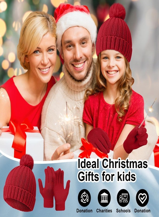 جاجيلي طقم قبعة وقفازات للأطفال من جاغيلي، قبعة وقفازات شتوية دافئة مناسبة للجنسين، قبعة محبوكة مزينة بكرة صوفية، تغطي الأصابع بالكامل، مناسبة للتزلج للأولاد والبنات (ملونة، 20 قطعة) - Image 5