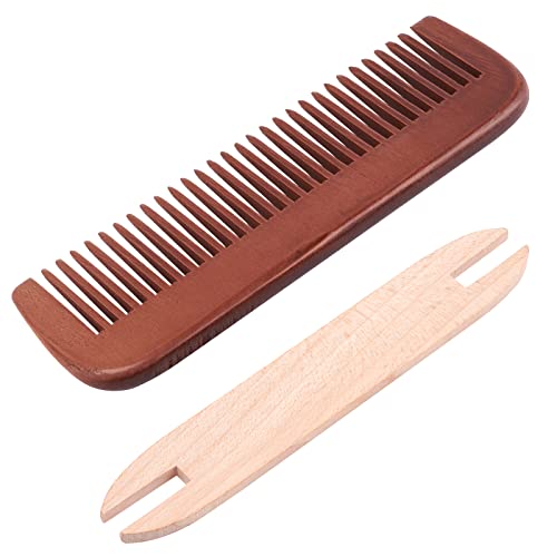 NBEADS Weaving Tool Kit, Including 1 Pc Wood Knitting Looms Shuttle and 1 Pc Wood Weaving Comb Loom Machine Accessories for DIY Craft, Mixed Color - Image 1