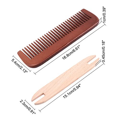 NBEADS Weaving Tool Kit, Including 1 Pc Wood Knitting Looms Shuttle and 1 Pc Wood Weaving Comb Loom Machine Accessories for DIY Craft, Mixed Color - Image 2