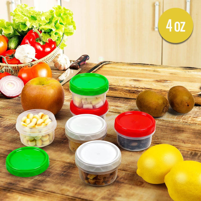 EONJOE 4oz Plastic Containers with Lids Reusable Dishwasher Freezer Safe Airtight  6-Pack - Image 3