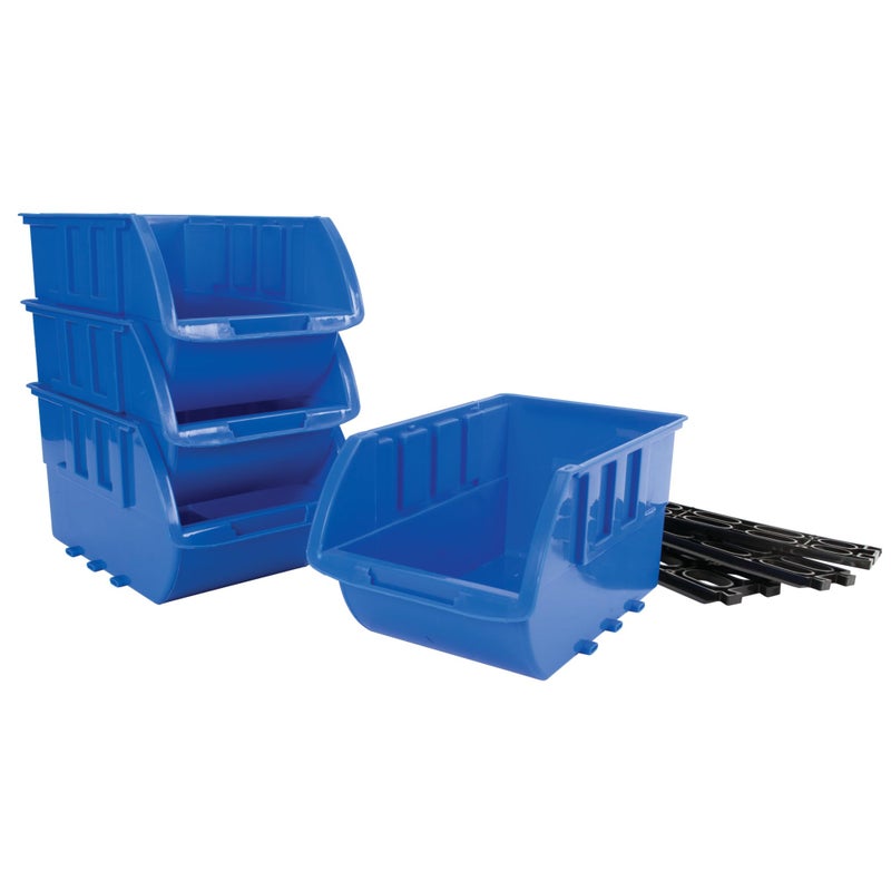 Performance Tool W5196 Large Stackable Storage Trays - Adjustable for Vertical or Horizontal Position, Blue, Pack of 4 - Image 1