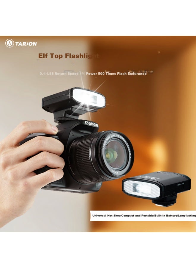 Tarion Mini Flash For Dslr And Mirrorless Cameras, Outdoor Shooting, Hot Shoe Light, Universal Compact Portable Camera Flash Sl-01 Black - Image 1