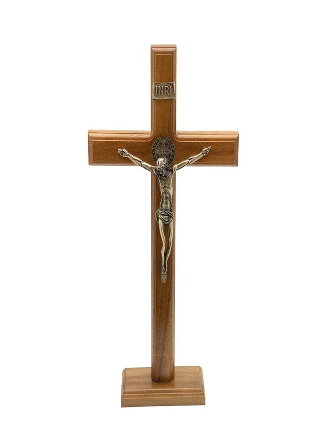 Intercession 15 inch Wood Altar Crucifix with Antique Gold Finish - Image 4