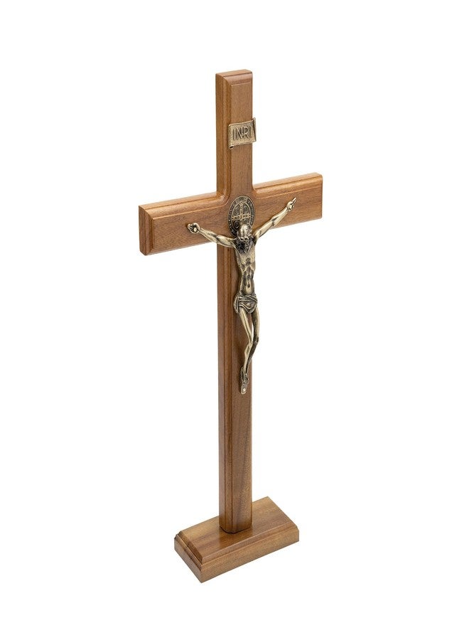 Intercession 15 inch Wood Altar Crucifix with Antique Gold Finish - Image 1