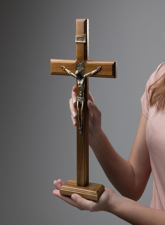 Intercession 15 inch Wood Altar Crucifix with Antique Gold Finish - Image 2
