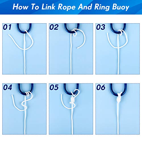 Shappy Floating Rope Life Ring Rope Lifesaving Dock Lines Boat Braided Polypropylene Outdoor Throwing Lines for Life Preserver Ring Anchor Heaving Line with Spring Hook(15 m/ 16.4 Yards,White) - Image 2