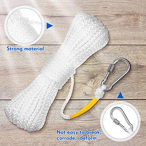 Shappy Floating Rope Life Ring Rope Lifesaving Dock Lines Boat Braided Polypropylene Outdoor Throwing Lines for Life Preserver Ring Anchor Heaving Line with Spring Hook(15 m/ 16.4 Yards,White) - Image 4