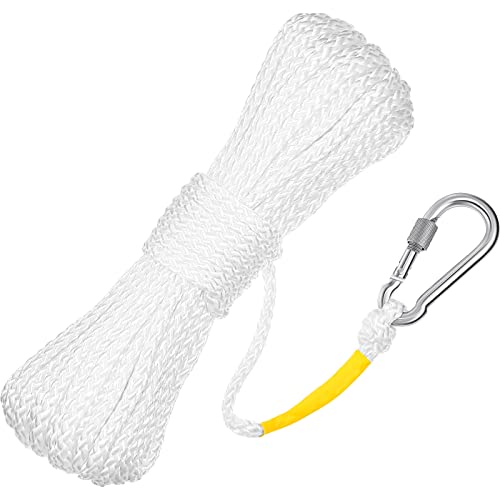 Shappy Floating Rope Life Ring Rope Lifesaving Dock Lines Boat Braided Polypropylene Outdoor Throwing Lines for Life Preserver Ring Anchor Heaving Line with Spring Hook(15 m/ 16.4 Yards,White) - Image 1