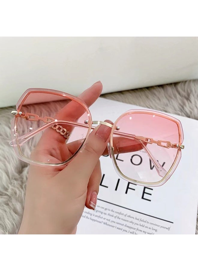 Generic - Fashion Rimless Square Sunglasses For Women Brand Designer Sun Glasses Vintage Shades Female Pink Eyewear Gafas De Sol-Lenses Color:Grey-Frame Color:As Shown - Image 1
