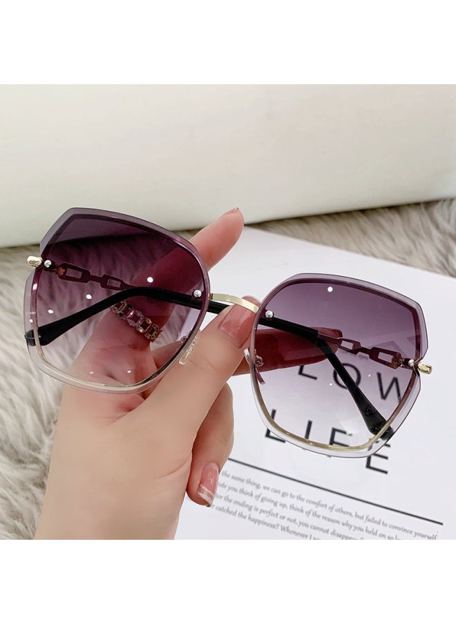 Generic - Fashion Rimless Square Sunglasses For Women Brand Designer Sun Glasses Vintage Shades Female Pink Eyewear Gafas De Sol-Lenses Color:Grey-Frame Color:As Shown - Image 1