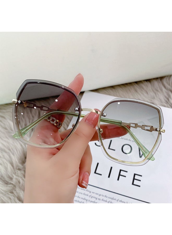 Generic - Fashion Rimless Square Sunglasses For Women Brand Designer Sun Glasses Vintage Shades Female Pink Eyewear Gafas De Sol-Lenses Color:Grey-Frame Color:As Shown - Image 1