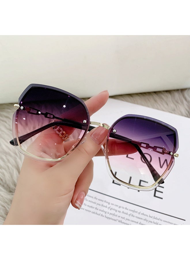 Generic - Fashion Rimless Square Sunglasses For Women Brand Designer Sun Glasses Vintage Shades Female Pink Eyewear Gafas De Sol-Lenses Color:Grey-Frame Color:As Shown - Image 1