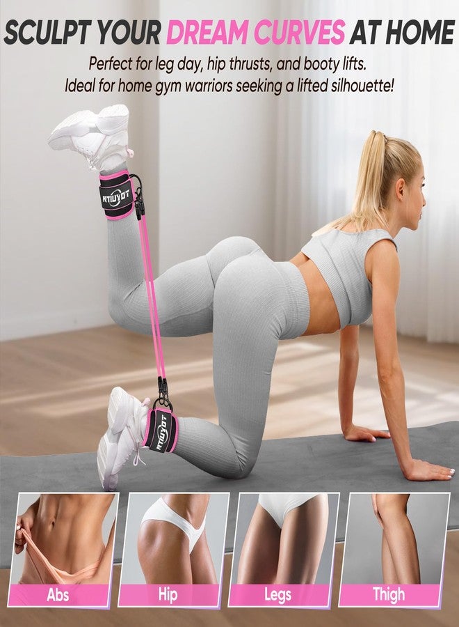 NTIUYOT Ankle Resistance Bands with Cuffs, Workout Sets for Women, Resistance Bands for Working Out, Exercise Band for Leg Booty, Home Gym Workout Equipment, Ankle Weights Fitness Band Set - Image 3