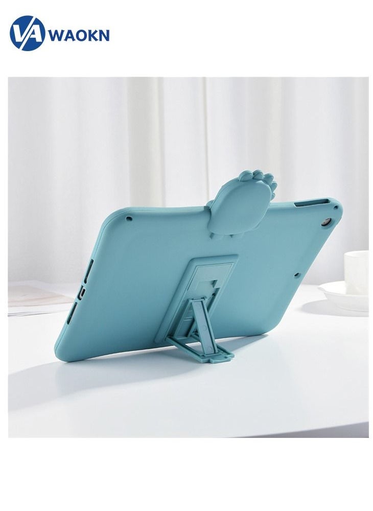 WAOKN - Shockproof Silicone Stand Cute Dinosaur Theme Cover with Apple Pencil Slot for Ipad 2019/20 and Ipad 20 Pro Blue - Image 1