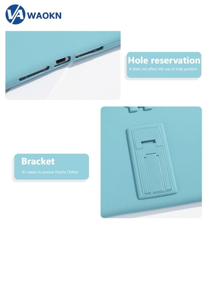 WAOKN - Shockproof Silicone Stand Cute Dinosaur Theme Cover with Apple Pencil Slot for Ipad 2019/20 and Ipad 20 Pro Blue - Image 1