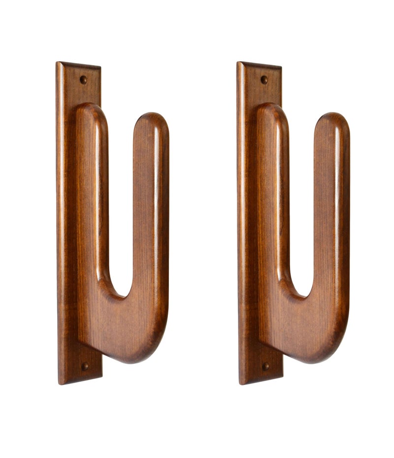 TESLYAR Surfboard Wall Mount – Wooden Surfboard Rack for Wall Storage – Solid Wood Hooks for Surfboard, Snowboard, Paddle Board & Wakeboard – Classic Style - Image 1