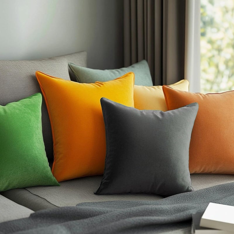 QUORGVES Dark Gray Pillow Covers 20x20 Inch Pack of 2 Dark Gray Throw Pillows for Couch Living Room Bed Bedroom Soft Velvet Dark Gray Square Throw Pillow Cover 20 x 20 Set of 2 - Image 2