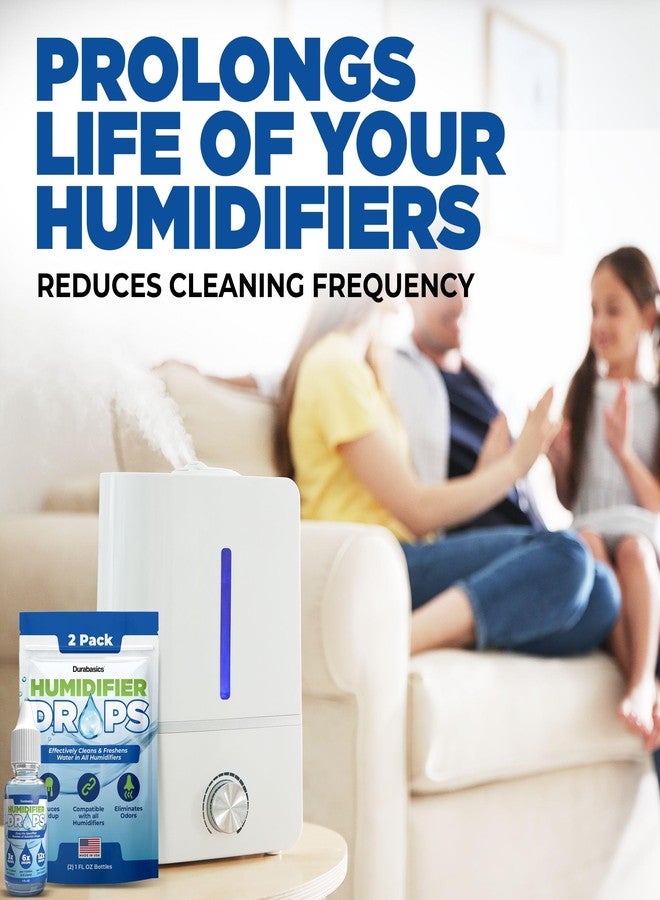 Durabasics [2 Pack] Humidifier Drops for Cleaning - Food Grade Humidifier Cleaner Slows Buildup & Scaling - Cleans & Deodorizes Water - Suitable for All Models - 200+ Day Supply - Made in USA - Image 4