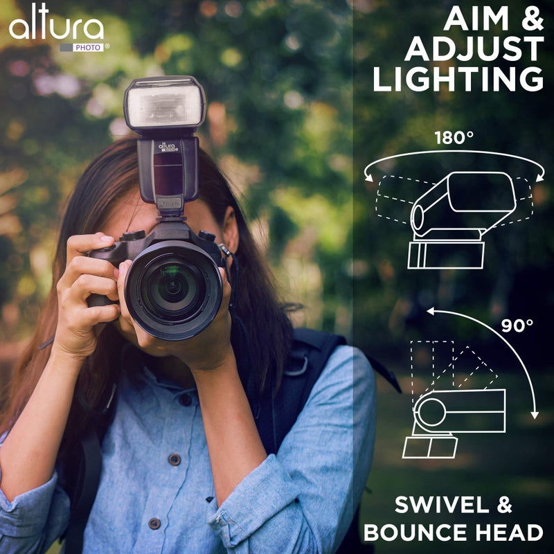 Altura Photo Camera Flash with LCD Display for DSLR & Mirrorless Cameras - External Speedlite Featuring a Standard Hot Shoe, Universal Speedlight for Canon, Sony, Nikon, Panasonic and More - Image 4