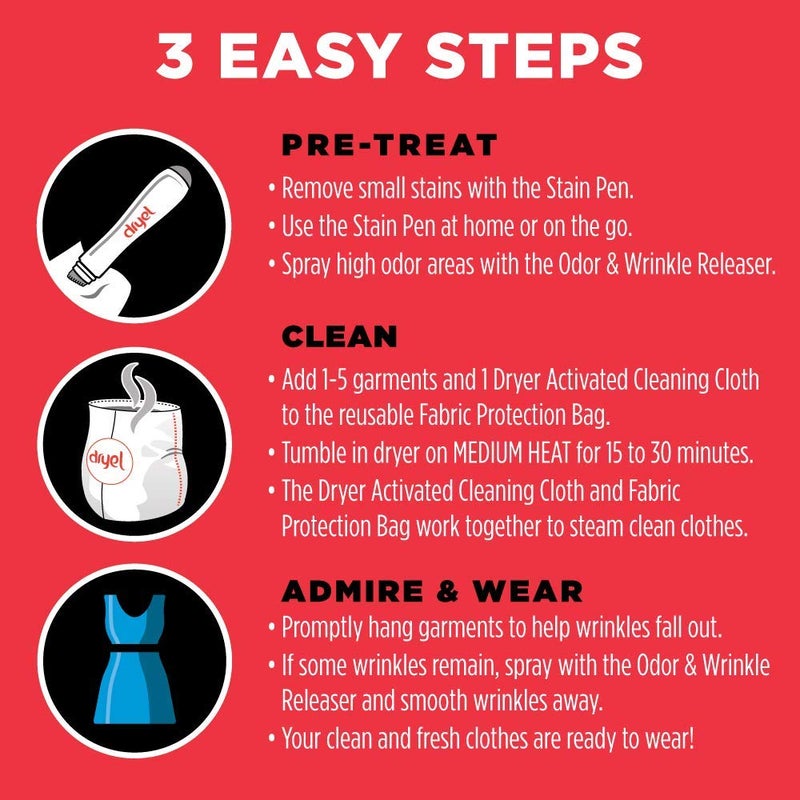 dryel At-Home Dry Cleaner Refill Kit, Gentle Laundry Care for Special Fabrics and Dry-Clean-Only Clothes, 8 Load Capacity - Reusable Fabric Protection Bag Needed (Sold Seperatly) - Image 5