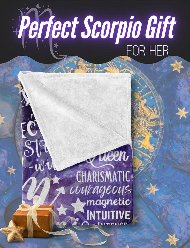 Huglanket Zodiac Constellation Gifts for Women Zodiac Sign District Gift with Message Flannel Blanket (50 "" × 65 ") - Scorpio - Image 2