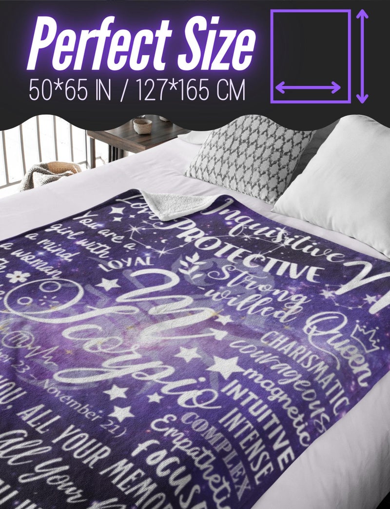 Huglanket Zodiac Constellation Gifts for Women Zodiac Sign District Gift with Message Flannel Blanket (50 "" × 65 ") - Scorpio - Image 4