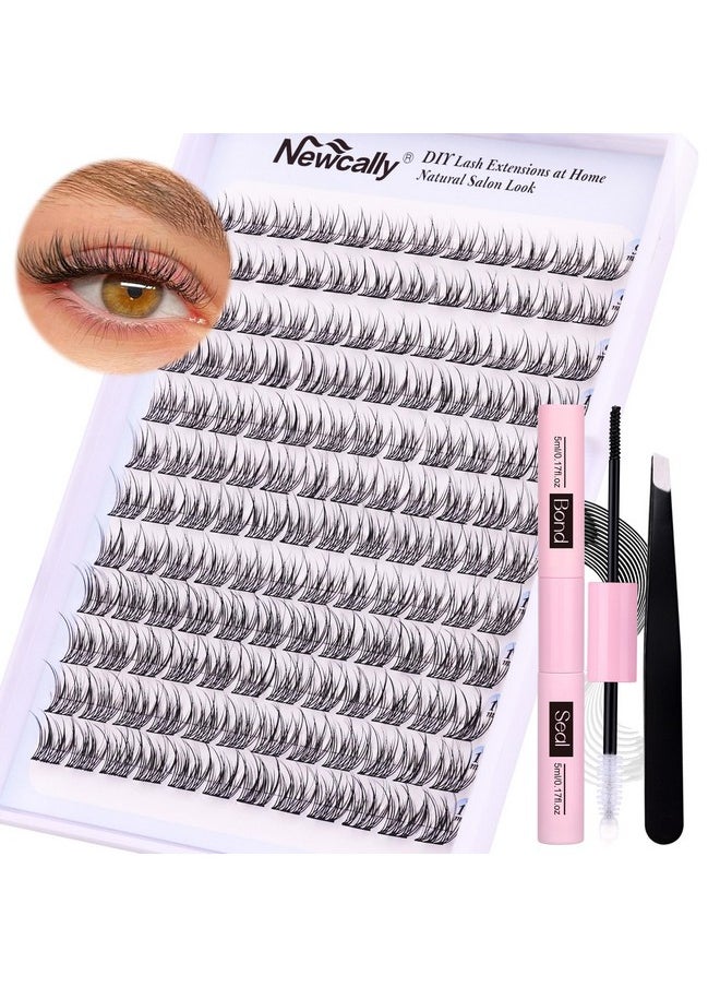 Newcally - Lash Clusters Kit Natural Diy Eyelash Extension Kit Wispy Individual Lashes Extension Cc Curl 911Mm Lash Bond And Seal Tweezers For Beginner By Newcally - Image 1