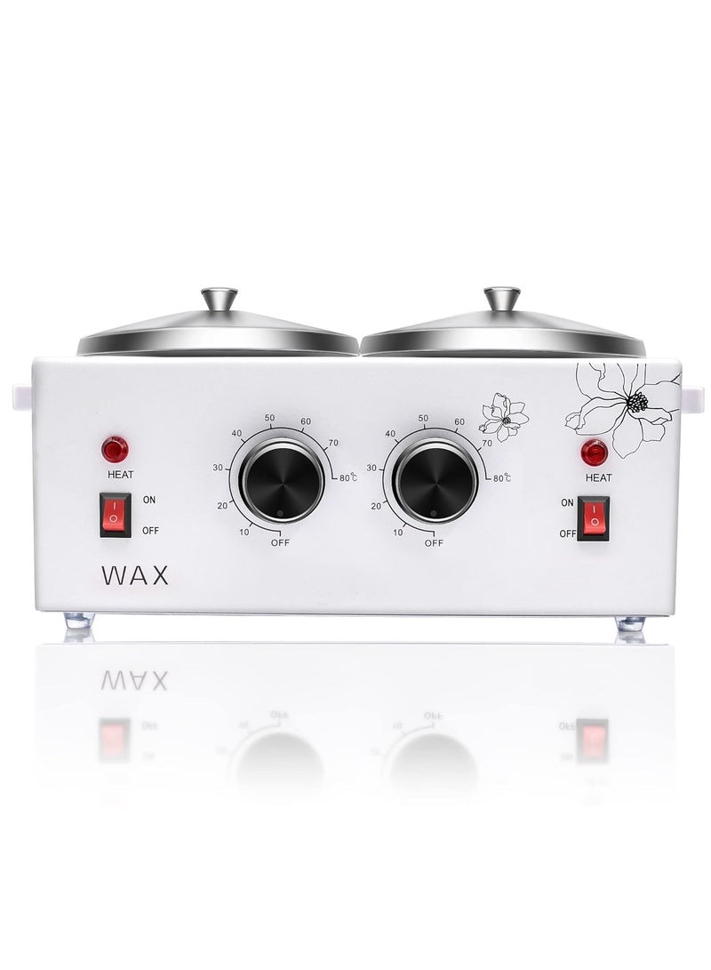 سخان شمع مزدوج احترافي لإزالة الشعر بوعاءين قابلين للتعديل للوجه والجسم والصالون - Image 1