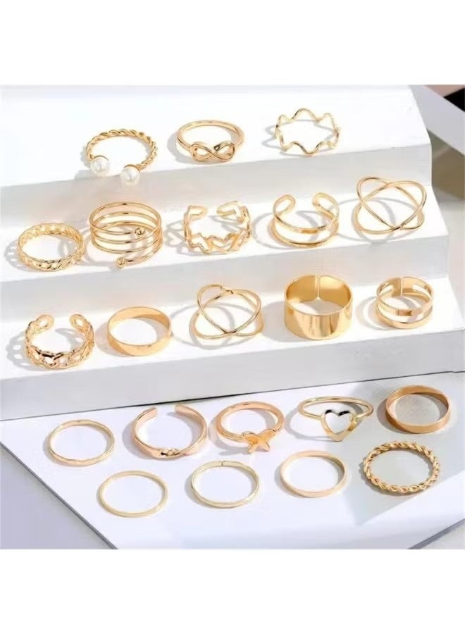 حلقات سبيكة أزياء 22pcs للنساء ، بما في ذلك الزهور والأوراق واللؤلؤ الاصطناعي ، مناسبة للودادة اليومية ، المواعدة ، الحفلات ، الهدية - Image 3