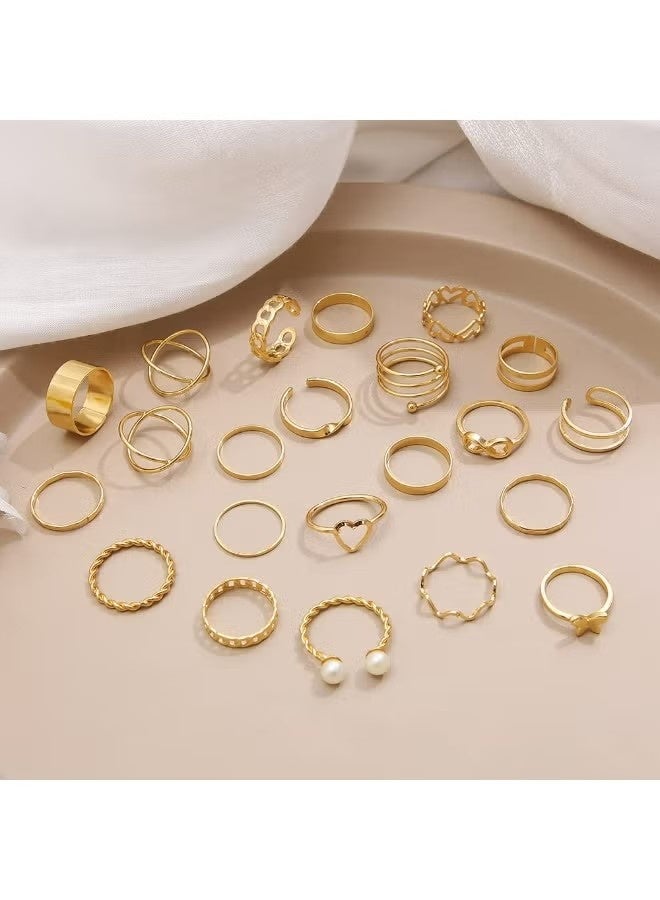 حلقات سبيكة أزياء 22pcs للنساء ، بما في ذلك الزهور والأوراق واللؤلؤ الاصطناعي ، مناسبة للودادة اليومية ، المواعدة ، الحفلات ، الهدية - Image 4