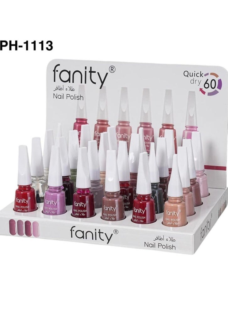 فانيتي طلاء اظافر غطاء ابيض ملون 24 حبة FANITY