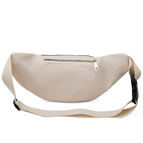 DAITET Fashionable White Fanny Pack for Men&Women,Large Waist Bag & Hip Bum Bag with Adjustable Strap for Outdoors Workout Traveling Casual Running Hiking Cycling(Cream White) - Image 2