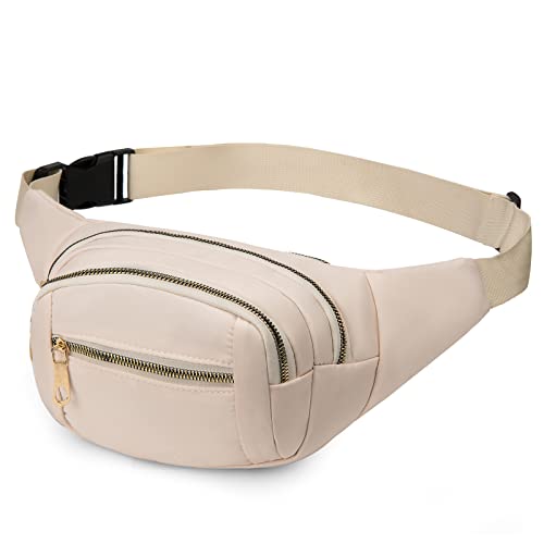 DAITET Fashionable White Fanny Pack for Men&Women,Large Waist Bag & Hip Bum Bag with Adjustable Strap for Outdoors Workout Traveling Casual Running Hiking Cycling(Cream White) - Image 3