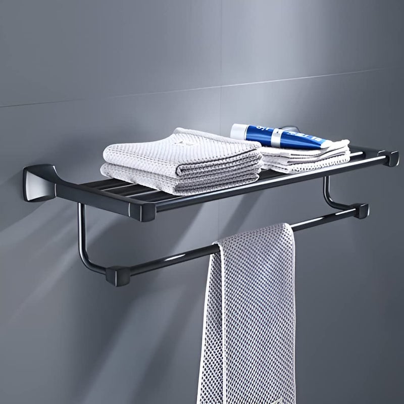 Plantex Space Aluminum Towel Rack for BathroomTowel StandHangerBathroom Accessories24 InchBlack - Image 1