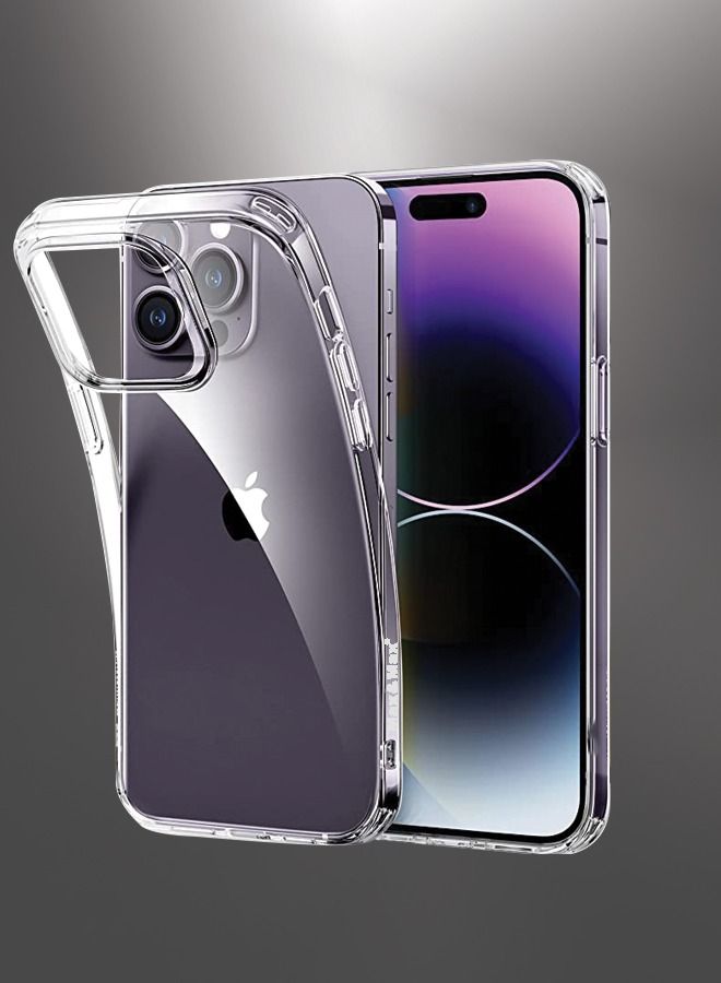 ماكس آند ماكس جراب شفاف لهاتف iPhone 14 Pro Max - غطاء TPU ناعم فائق النحافة مضاد للاصفرار ومقاوم للصدمات مع حماية من السقوط والخدوش المتعددة - غطاء خلفي شفاف - Image 2