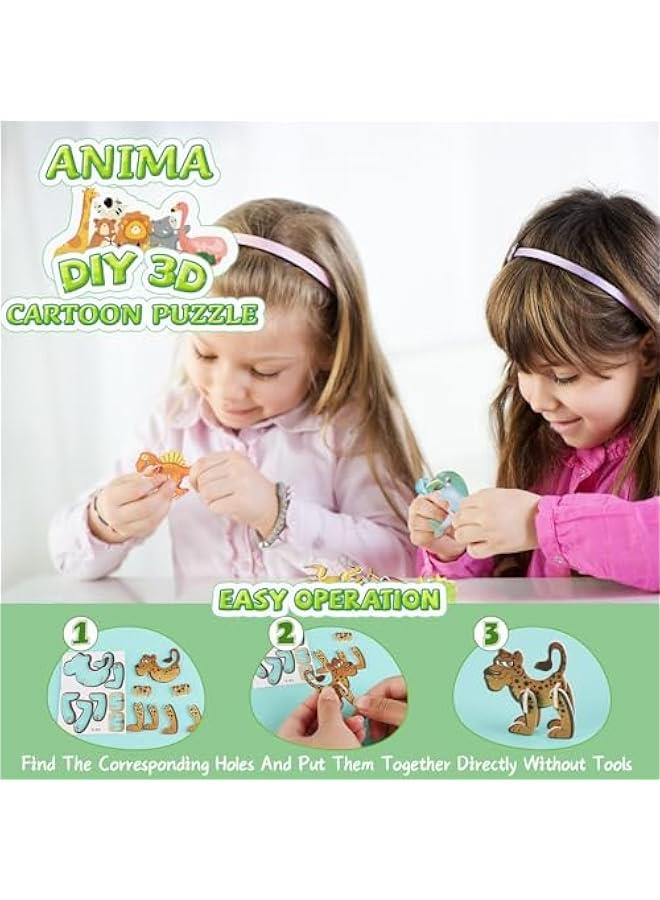 3D Cartoon Puzzles for Kids, Educational 3D Cartoon Puzzle, 100 Pcs 3D Cartoon Puzzles for Kids Ages 4-8, 3D Puzzles for Kids Educational Montessori Toys (25 pcs Animal) - Image 3