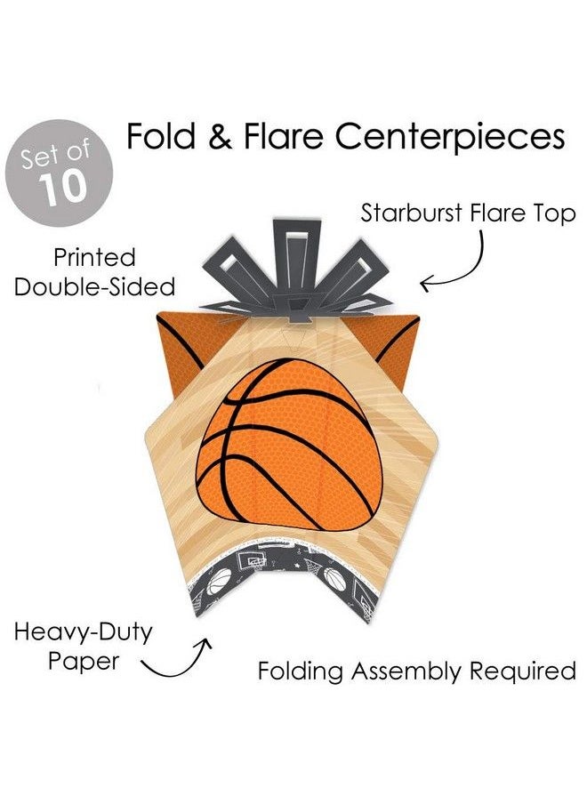 Big Dot of Happiness - Nothin’ But Net Basketball Table Decorations Baby Shower Or Birthday Party Fold And Flare Centerpieces 10 Count - Image 1