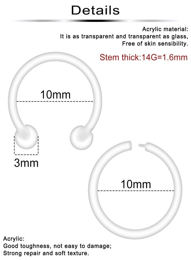 Ftovosyo 30pcs 14G Septum Retainer Plastic Clear Septum Ring Flexible Septum Piercing Jewelry for Work Sport Surgery MRIs 10mm - Image 2