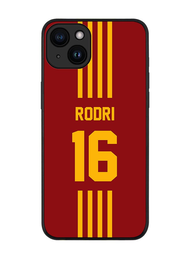 Stylizedd Cover for iPhone 15 Plus Case Rugged Black Slim fit Flexible Protective Phone Cases - Football Team - Spain Player Name - Rodri - Image 1