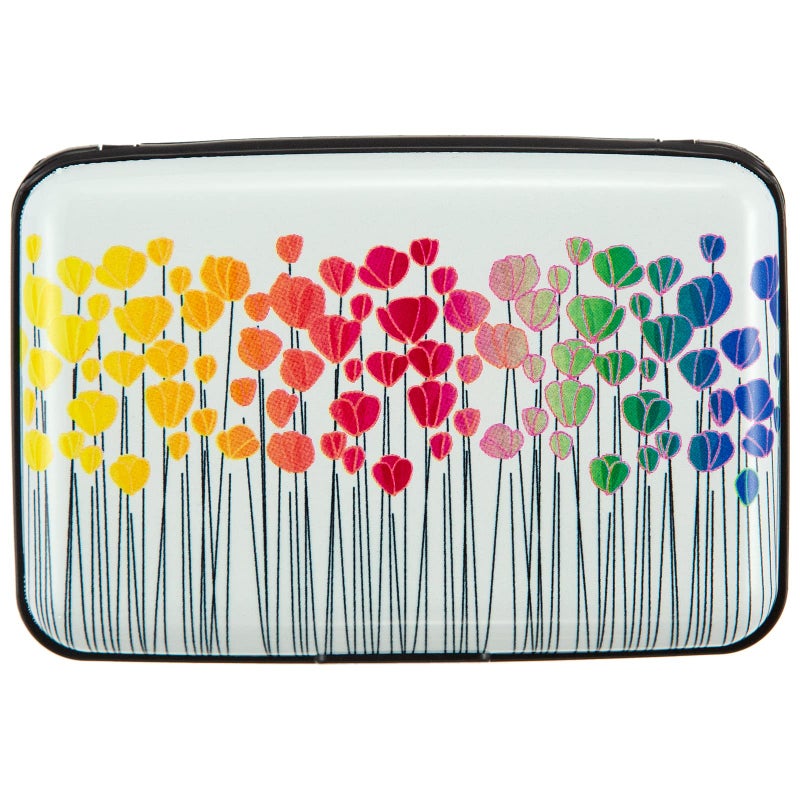 Kaabao Credit Card Holder, Metal Card Wallet RFID Blocking Mini Slim Aluminum Business Hard Card Case for Women Men (Colorful Flowers) - Image 1