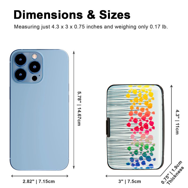 Kaabao Credit Card Holder, Metal Card Wallet RFID Blocking Mini Slim Aluminum Business Hard Card Case for Women Men (Colorful Flowers) - Image 5
