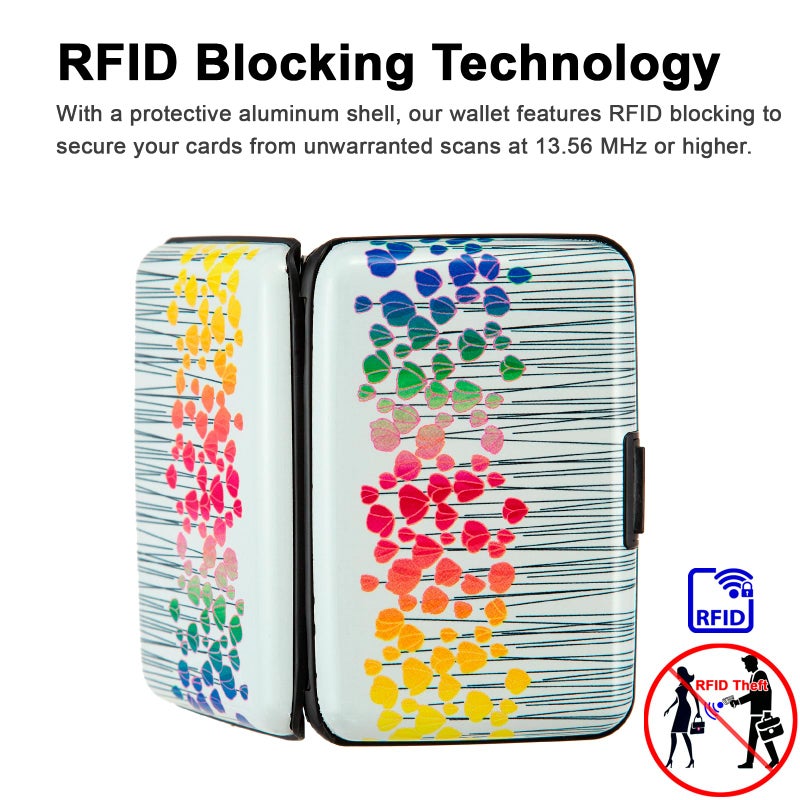 Kaabao Credit Card Holder, Metal Card Wallet RFID Blocking Mini Slim Aluminum Business Hard Card Case for Women Men (Colorful Flowers) - Image 3