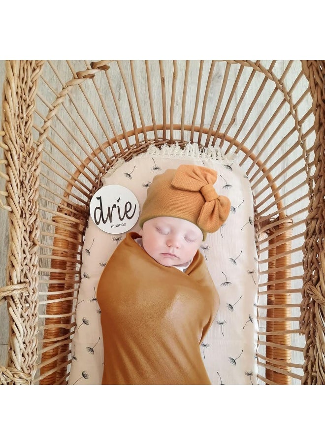 DRESHOW DRESHOW BQUBO Newborn Receiving Blanket Bow Hat Gloves Set Cotton Warm Baby Swaddle Blanket Wrap Baby Sleep Sack Shower Gift  - Image 2