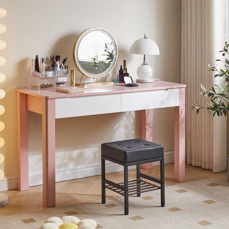 IBUYKE Square Makeup Stool with Adjustable Feet and Storage Space, Footrest Chair, PU Vanity Seat, Multi-Use as Small Side Table or Ottoman, for Bedroom, Black LG-60B - Image 5