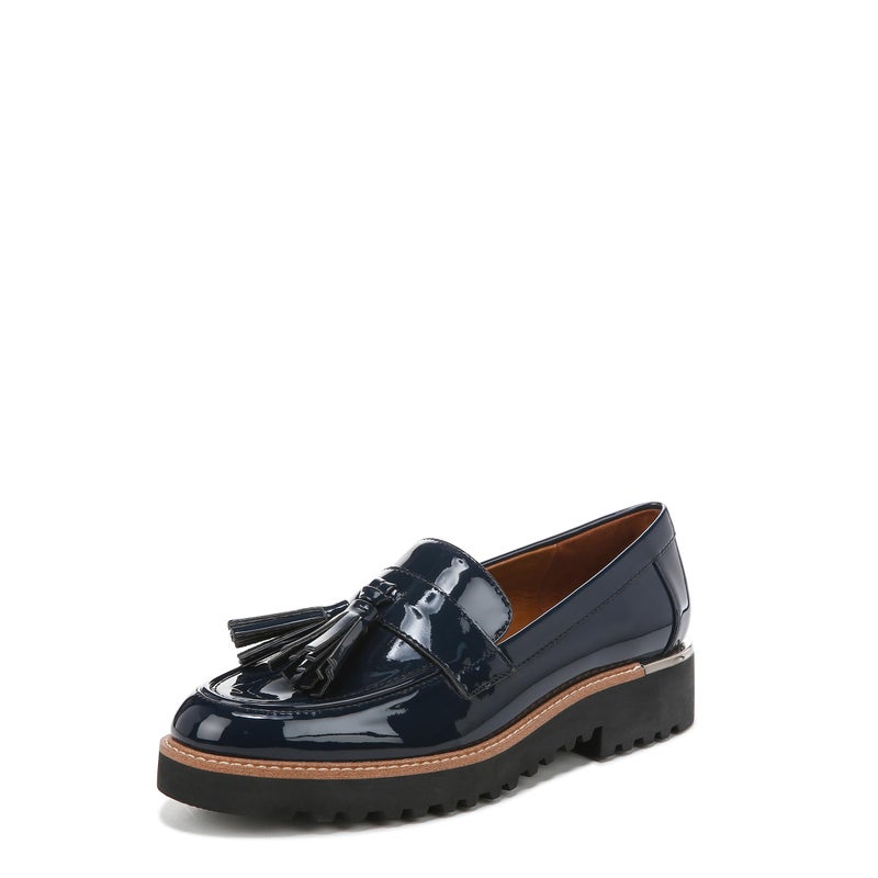 Franco Sarto Womens Carolynn Lug Sole Loafer with Tassel Detail Inky Navy 9