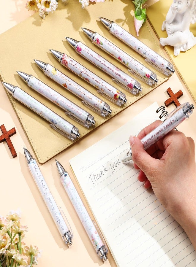 Sinload 20 Pcs Spanish Christian Pens Bible Verse Gifts for Women Bulk Easter Mother's Day Inspirational Religious Floral Flower Ballpoints Appreciation Gifts Church Supplies - Image 5