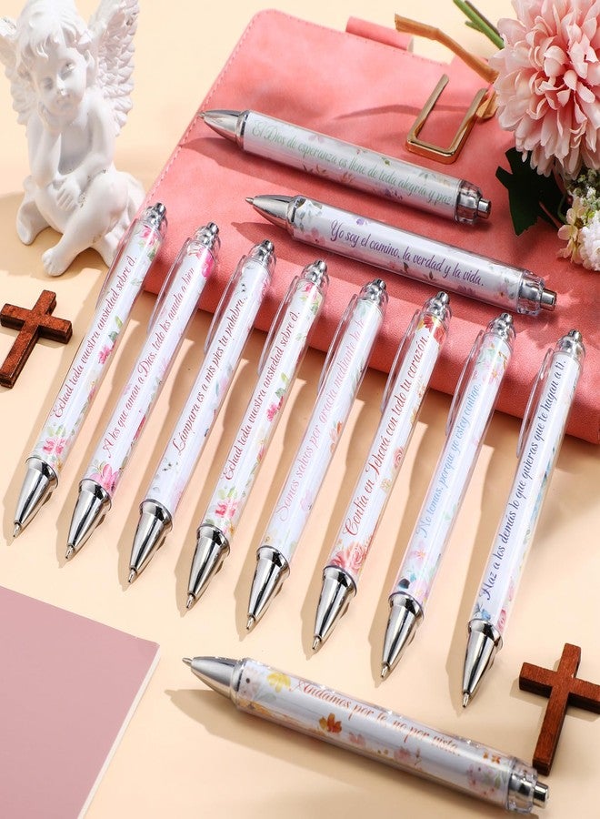 Sinload 20 Pcs Spanish Christian Pens Bible Verse Gifts for Women Bulk Easter Mother's Day Inspirational Religious Floral Flower Ballpoints Appreciation Gifts Church Supplies - Image 3