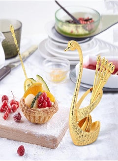 Agatige Coffee Spoon, Stainless Steel Serving Bar Dessert Spoon with Swan Holder Household Tableware (Gold) - pzsku/Z383AF2CBEA12DD3B0BF7Z/45/_/1694167738/09717c8b-d380-4a3c-93e6-49c8c4849f78